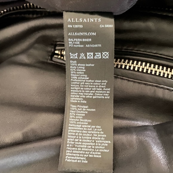 ALL SAINTS Balfern Leather Jacket - Picture 5 of 6
